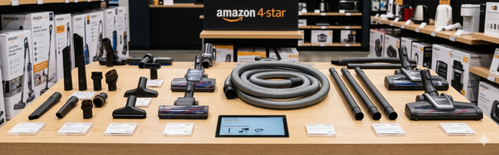 A visual guide showing the most useful vacuum accessories for daily cleaning, including a crevice tool, dusting brush, upholstery tool, motorized mini brush, extension hose, and hard floor brush.